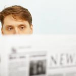 Saccadic eye movements as a man with a brain injury reads the paper